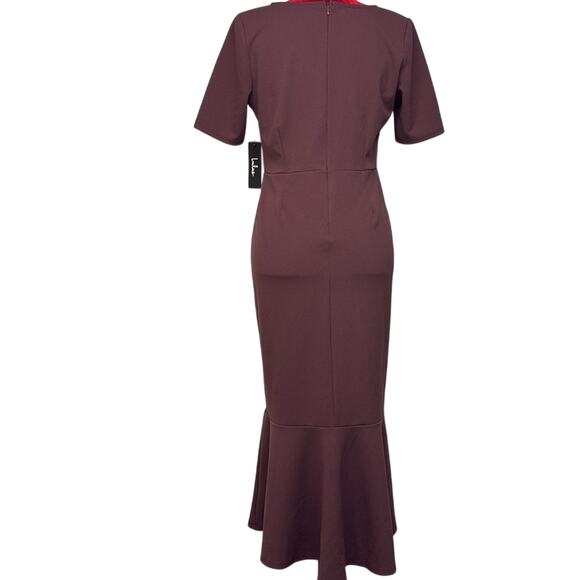 Lulus purple short sleeve Maxi dress sz L v-neck low- high mermaid dress NWT - Picture 4 of 13